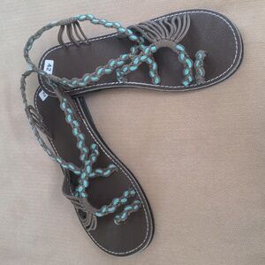NWOT Boho Braided Cord/Rubber Sandals Size 42